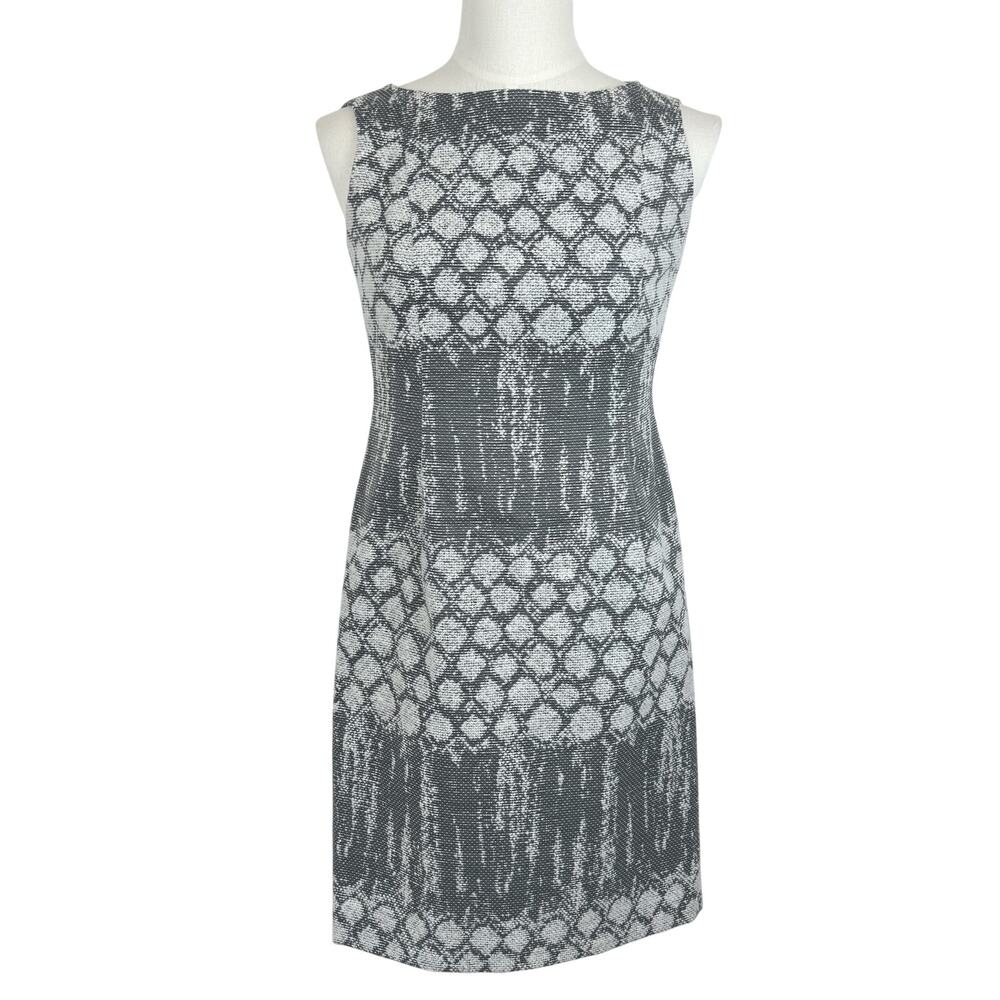 Lafayette 148 Sheath Dress Woven Wool Blend in Rock Multi Geometric 6 NWT